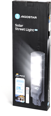 Farola solar led exterior 200w con sensor movimiento y control remoto Aigostar